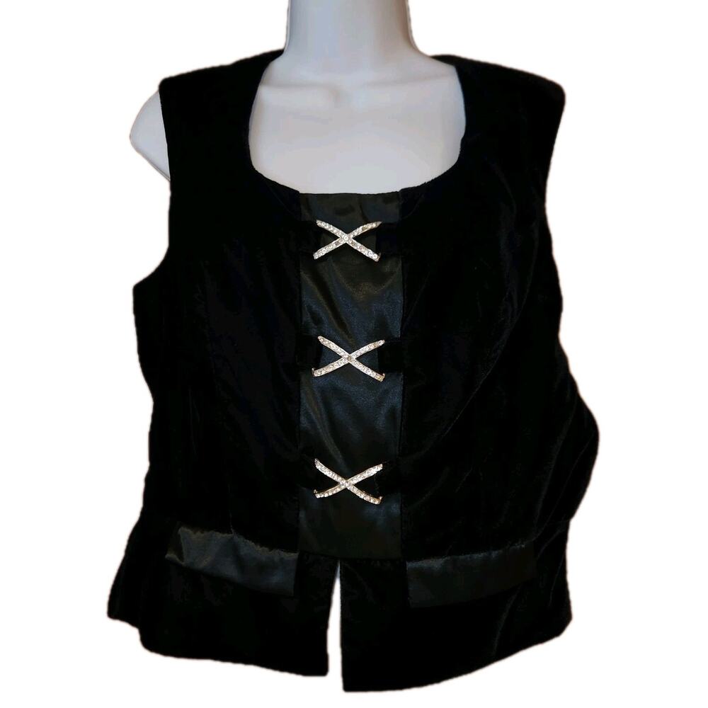 Vintage 80s Donna Degnan Black Velvet Sleeveless Top Sz 10‎